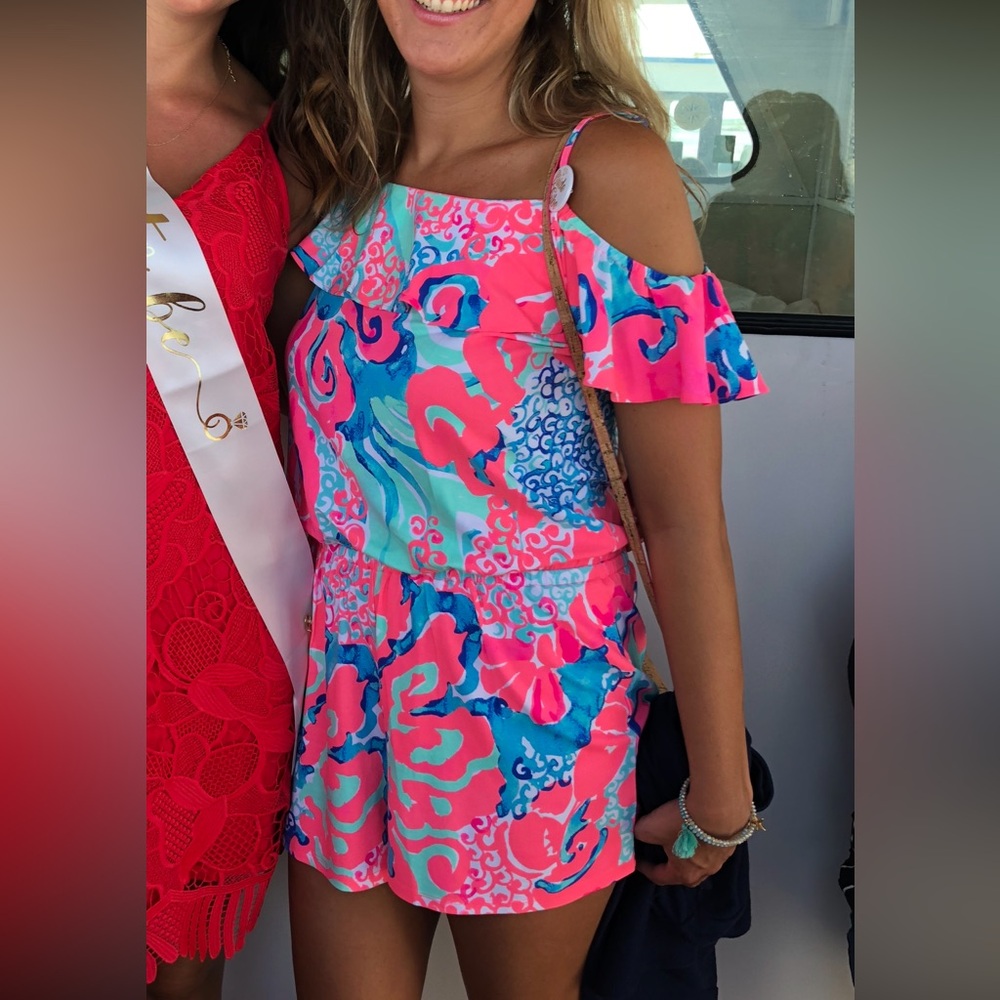Ruffled Off Shoulder Romper
